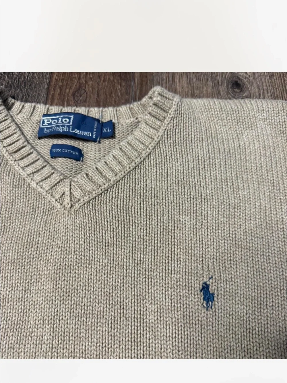 Polo by Ralph Lauren Men's Light Beige V-Neck Sweater Vest